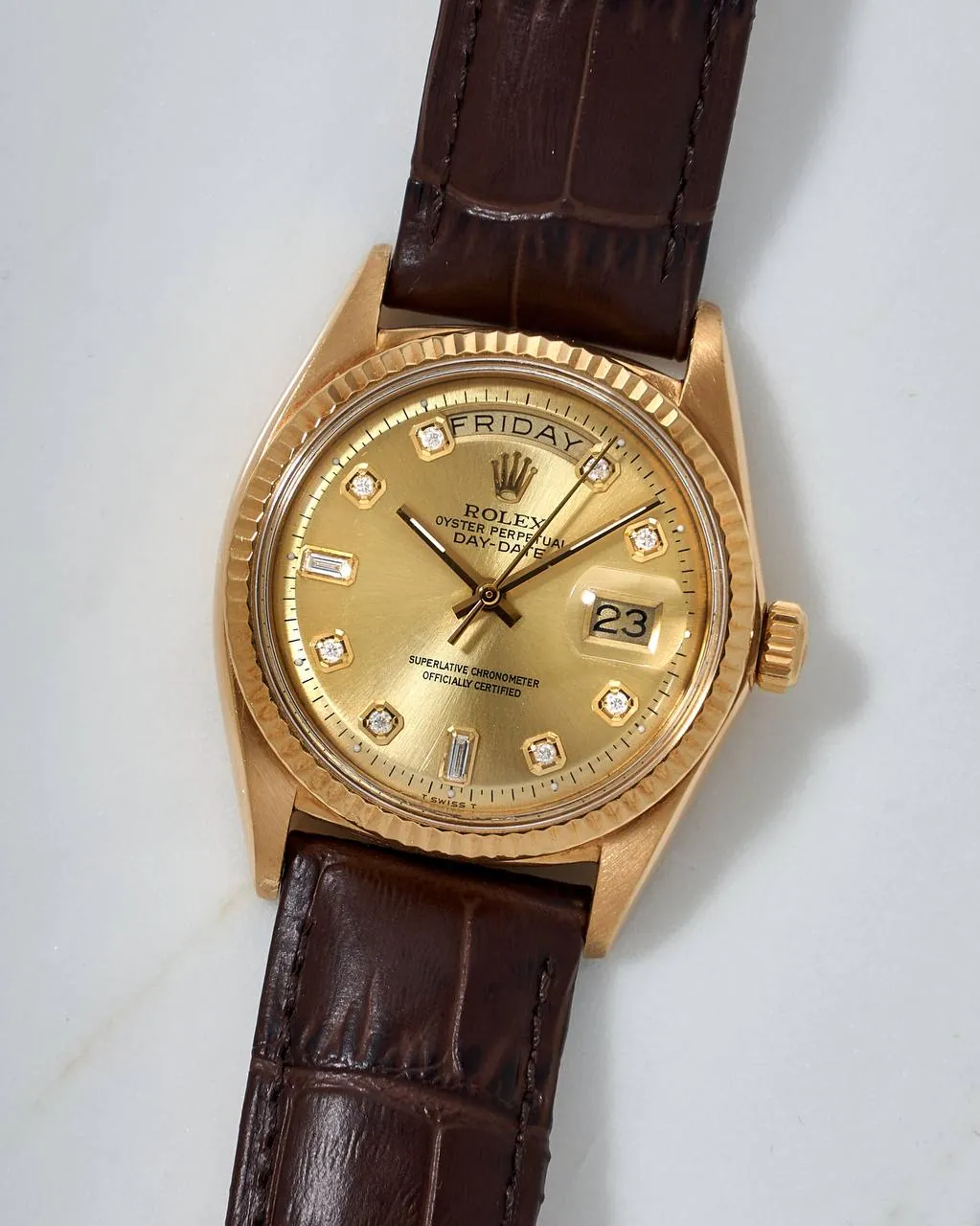 Rolex Day-Date 36mm 18k Gold Champagne Diamond Dial 1803 – 5