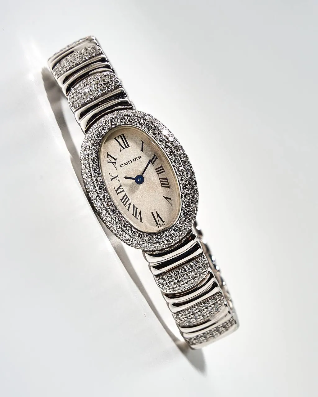 Cartier Baignoire 2369 White Gold Aftermarket Diamonds