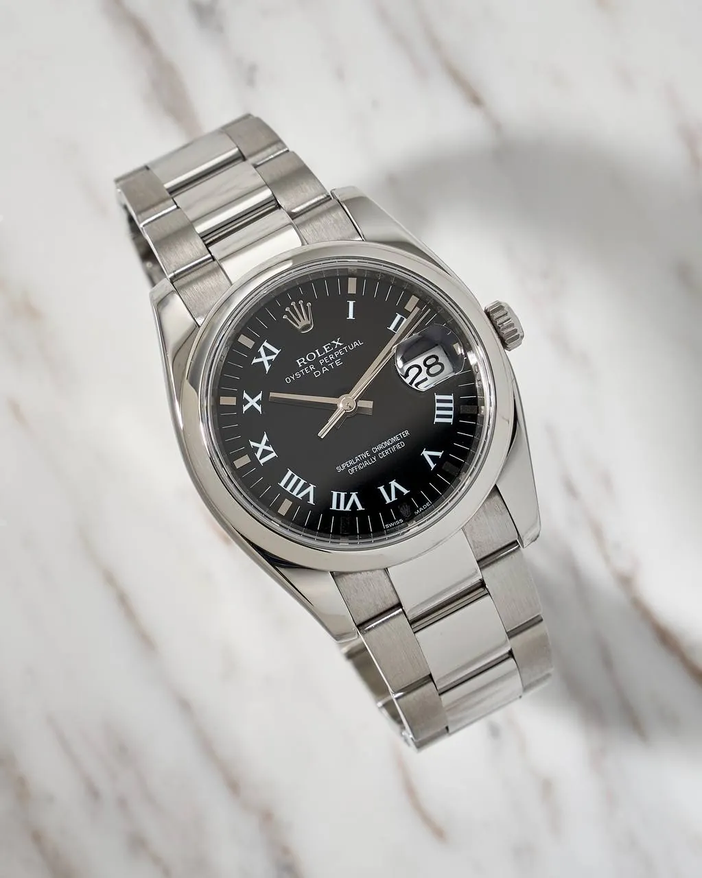 Rolex Oyster Perpetual Date Black Romain Dial 34mm G Series 115200 – 7