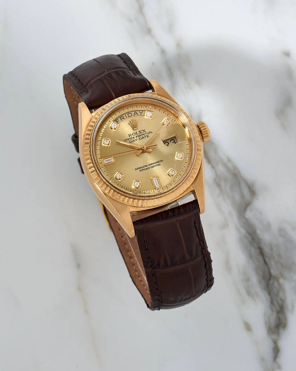 Rolex Day-Date 36mm 18k Gold Champagne Diamond Dial 1803 – 3