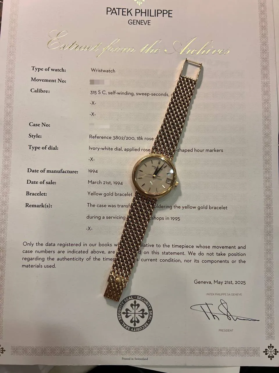 Patek Philippe Calatrava Ivory Dial 3802 – 2