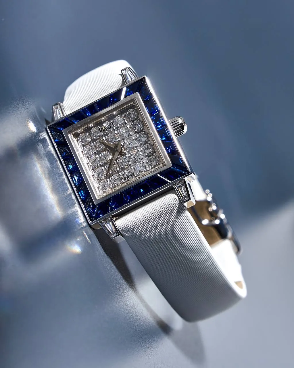 Piaget Pave Diamond Dial White Gold and Sapphire Bezel 5072 – 8