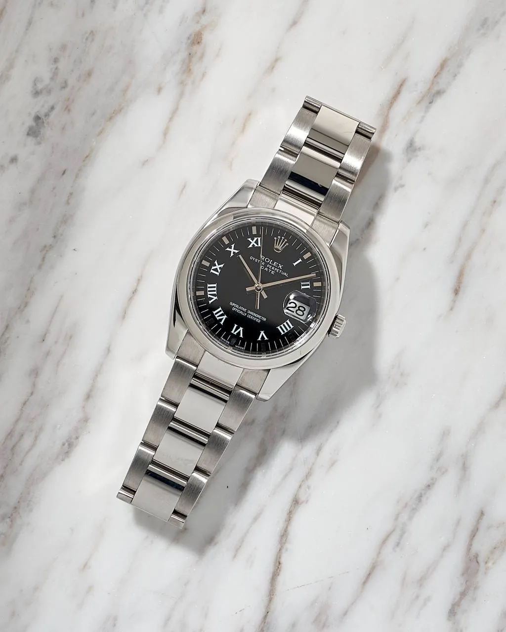 Rolex Oyster Perpetual Date Black Romain Dial 34mm G Series 115200 – 4