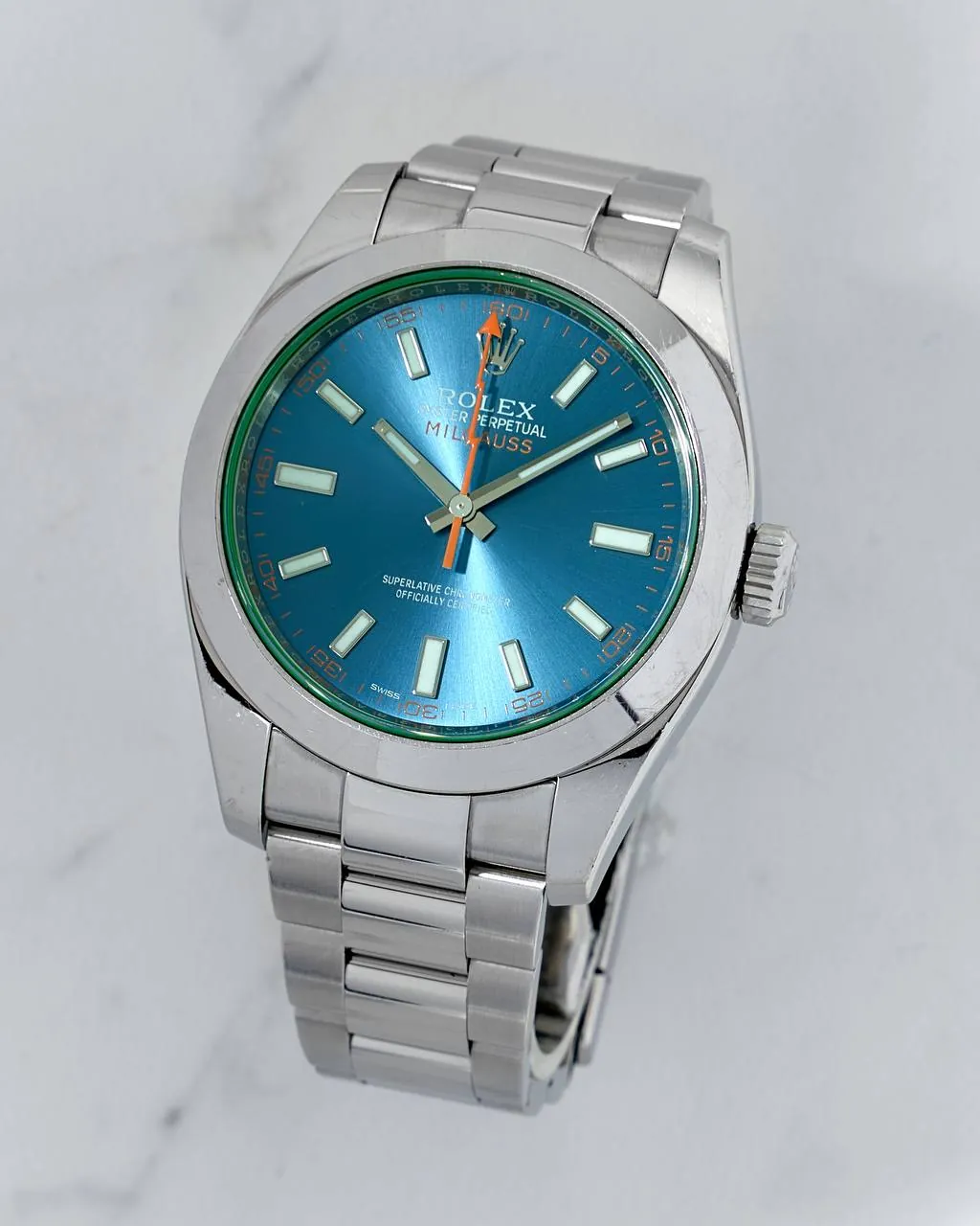 Rolex Milgauss Green Sapphire Blue Dial Random Series 116400GV – 12