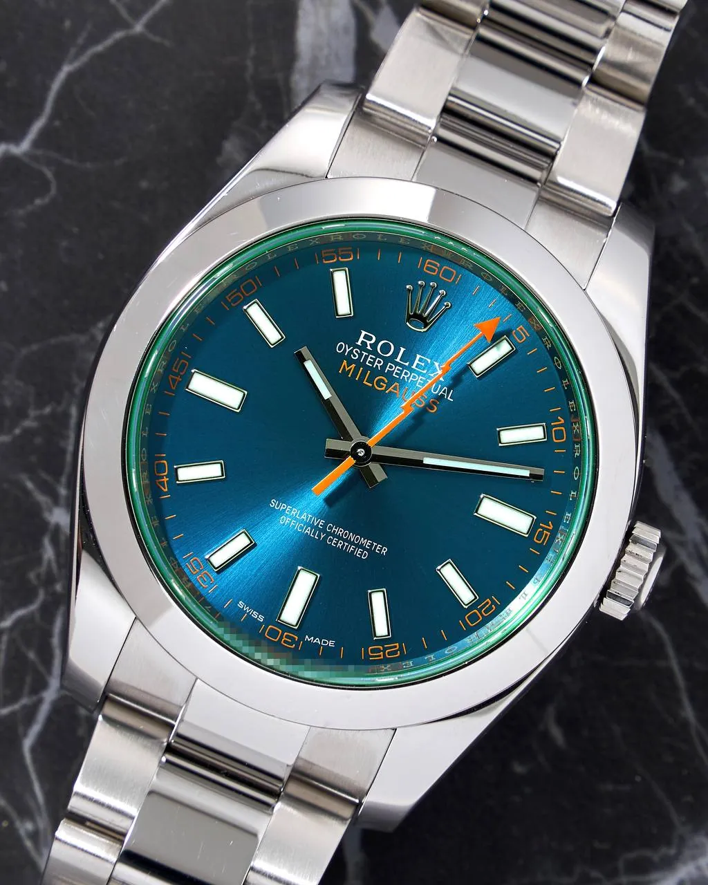 Rolex Milgauss Green Sapphire Blue Dial 116400GV – 8