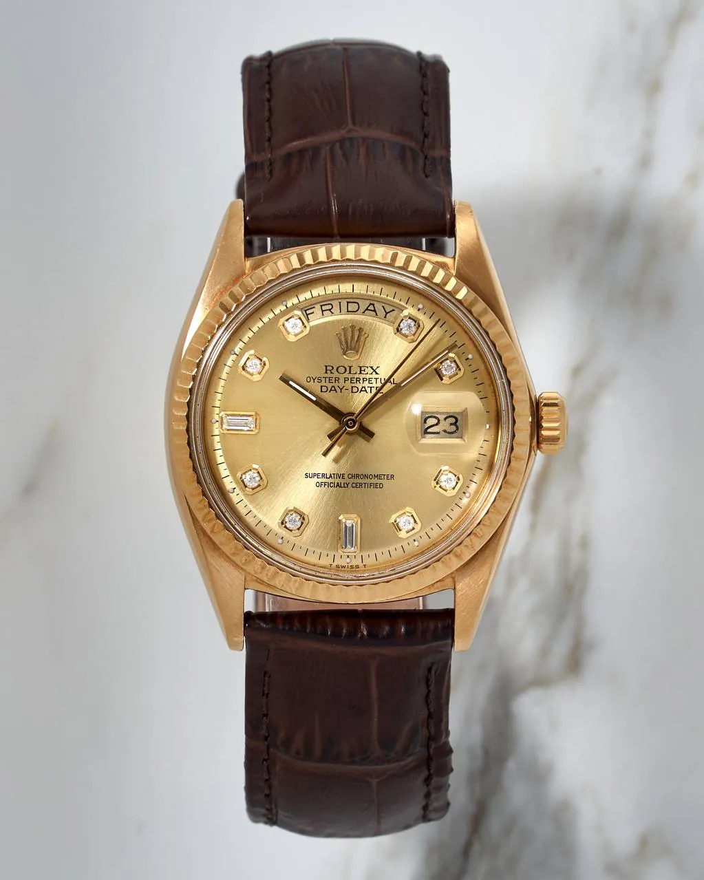 Rolex Day-Date 36mm 18k Gold Champagne Diamond Dial 1803 – 10