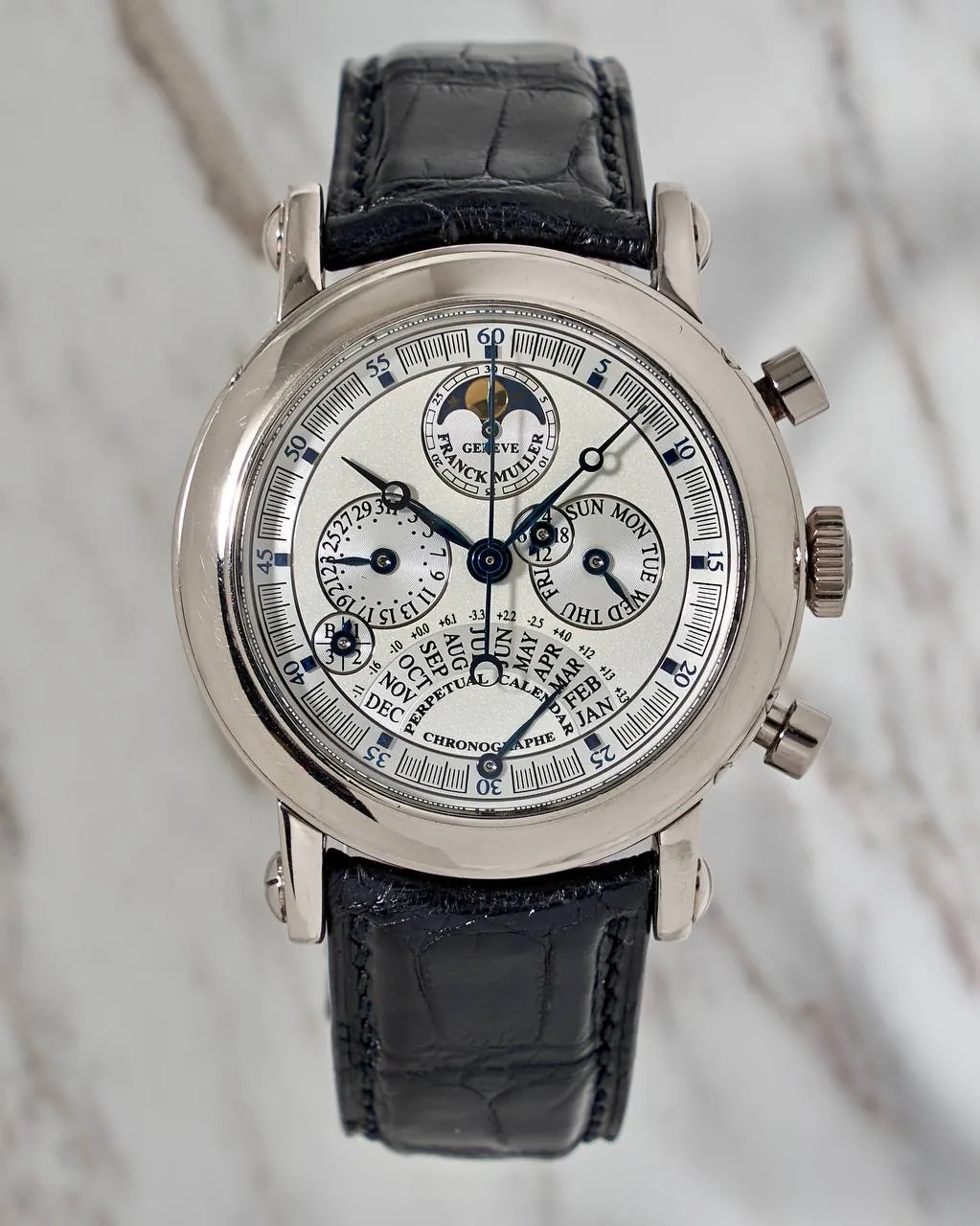 Franck Muller Perpetual Calendar Retrograde Moonphase Chronograph White Gold – 12