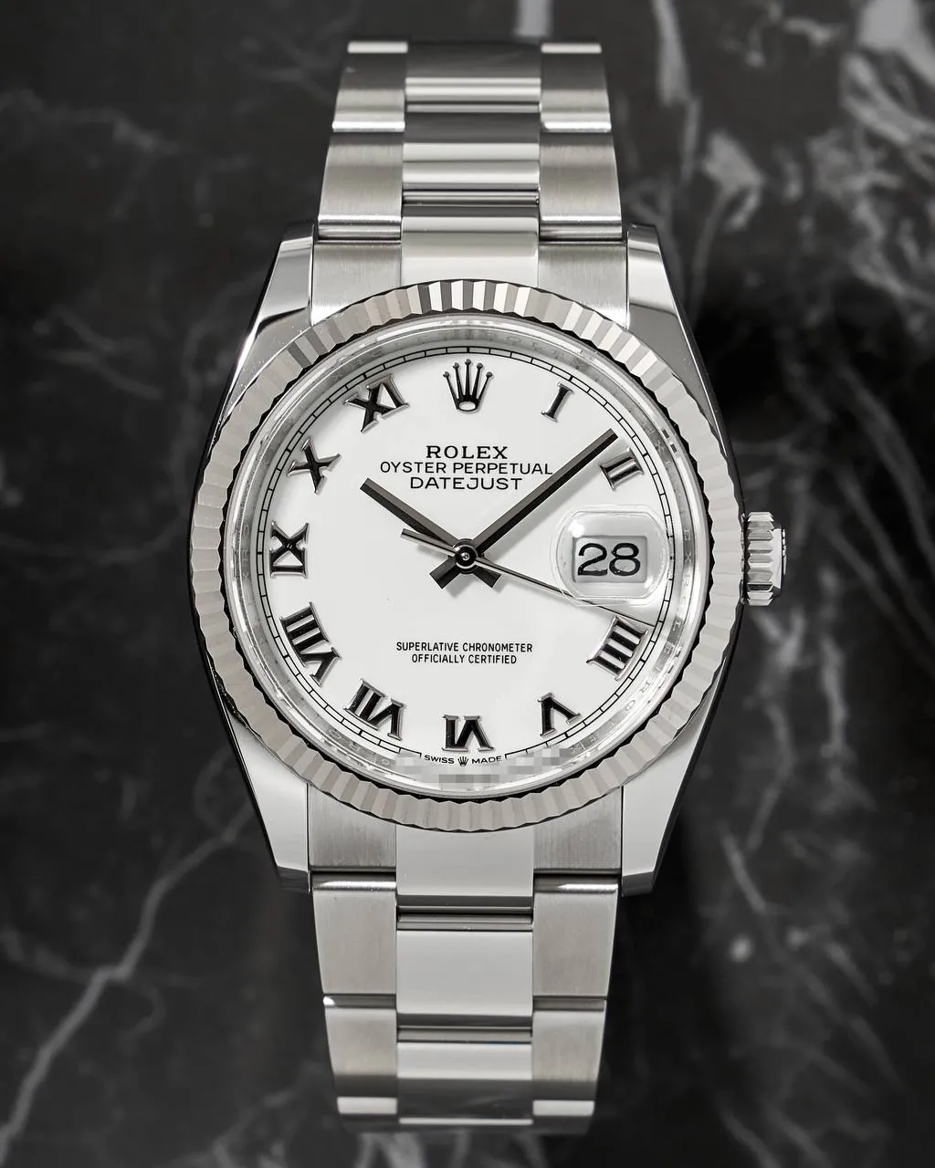 Rolex Datejust 36mm White Romain Dial 126234 – 12