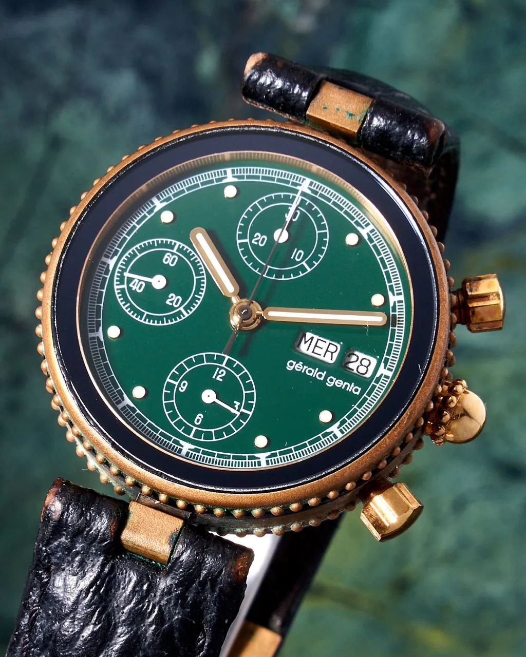 Gerald Genta Gefica Safari Bronze Chronograph Green Dial – 5
