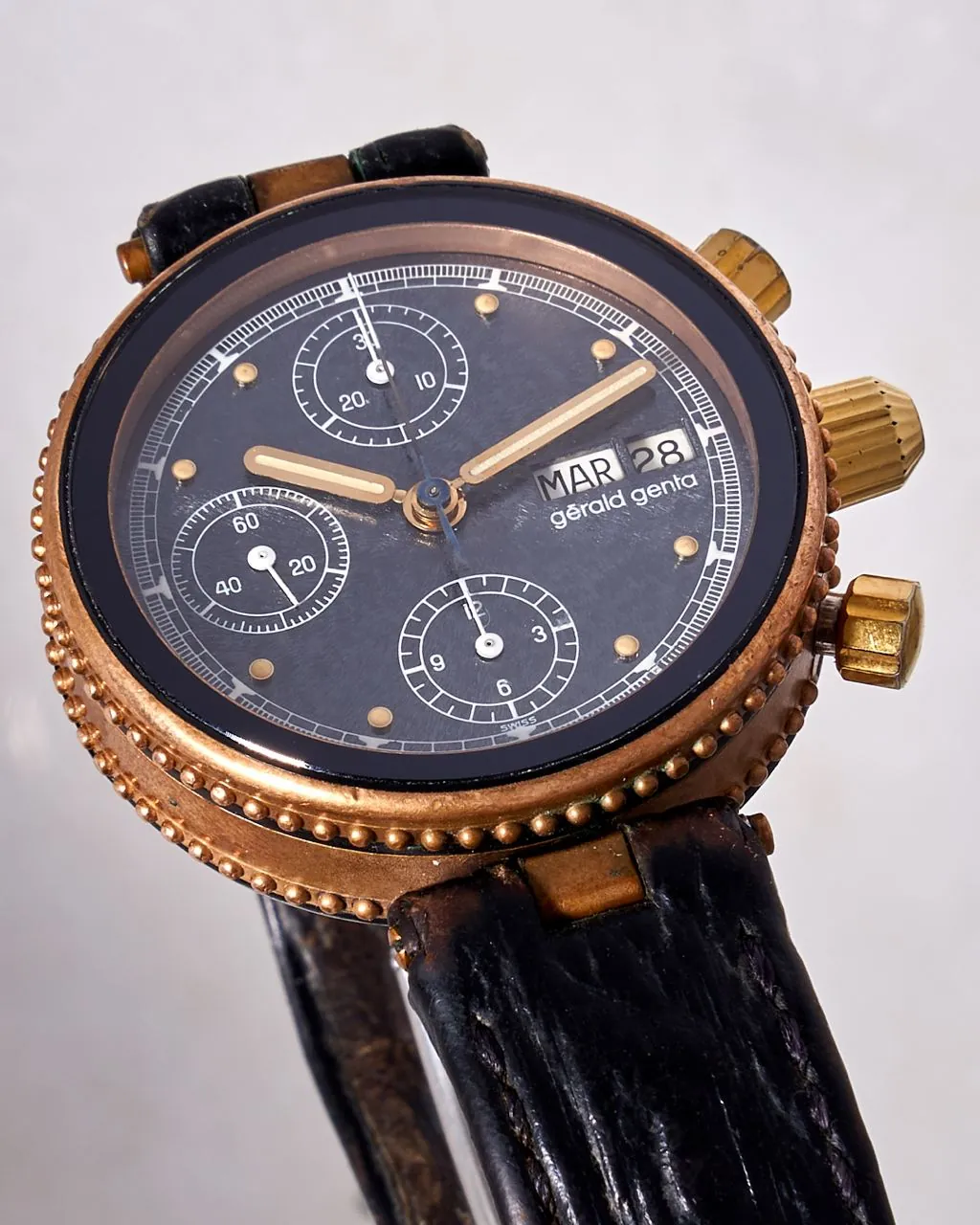 Gerald Genta Gefica Safari Bronze Chronograph Black MOP Dial – 5