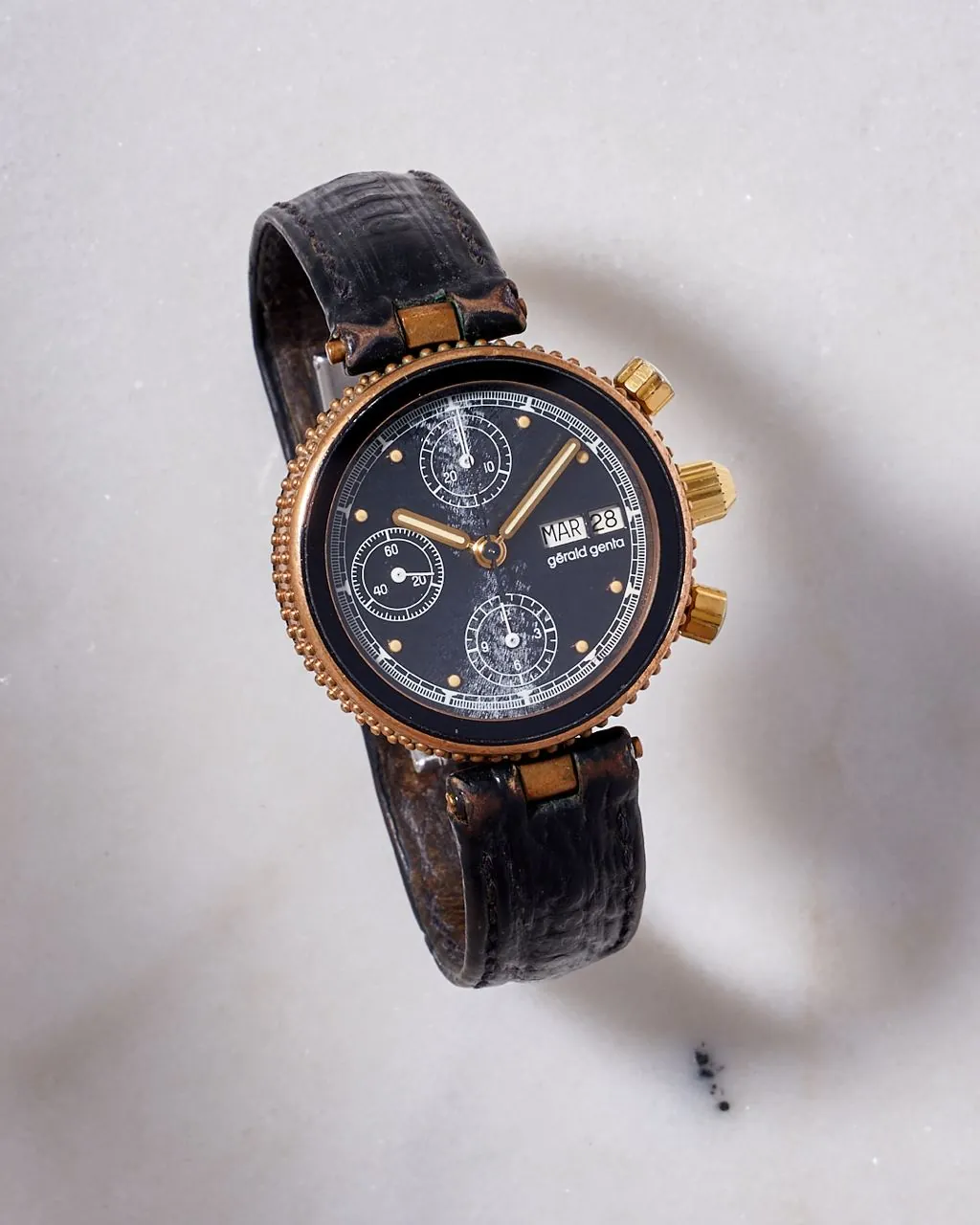 Gerald Genta Gefica Safari Bronze Chronograph Black MOP Dial – 3