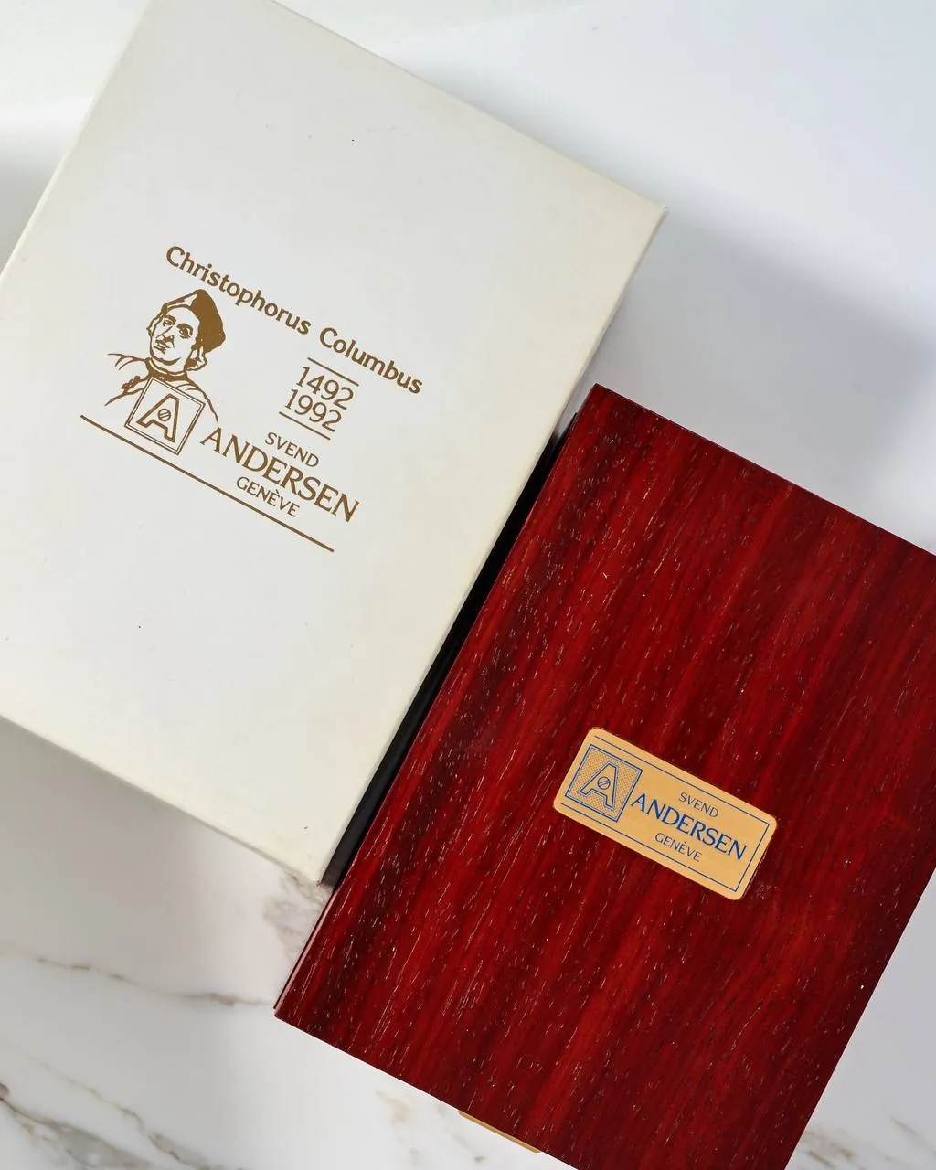 Andersen Geneve Christopher Columbus Worldtimer White Gold NOS – 12
