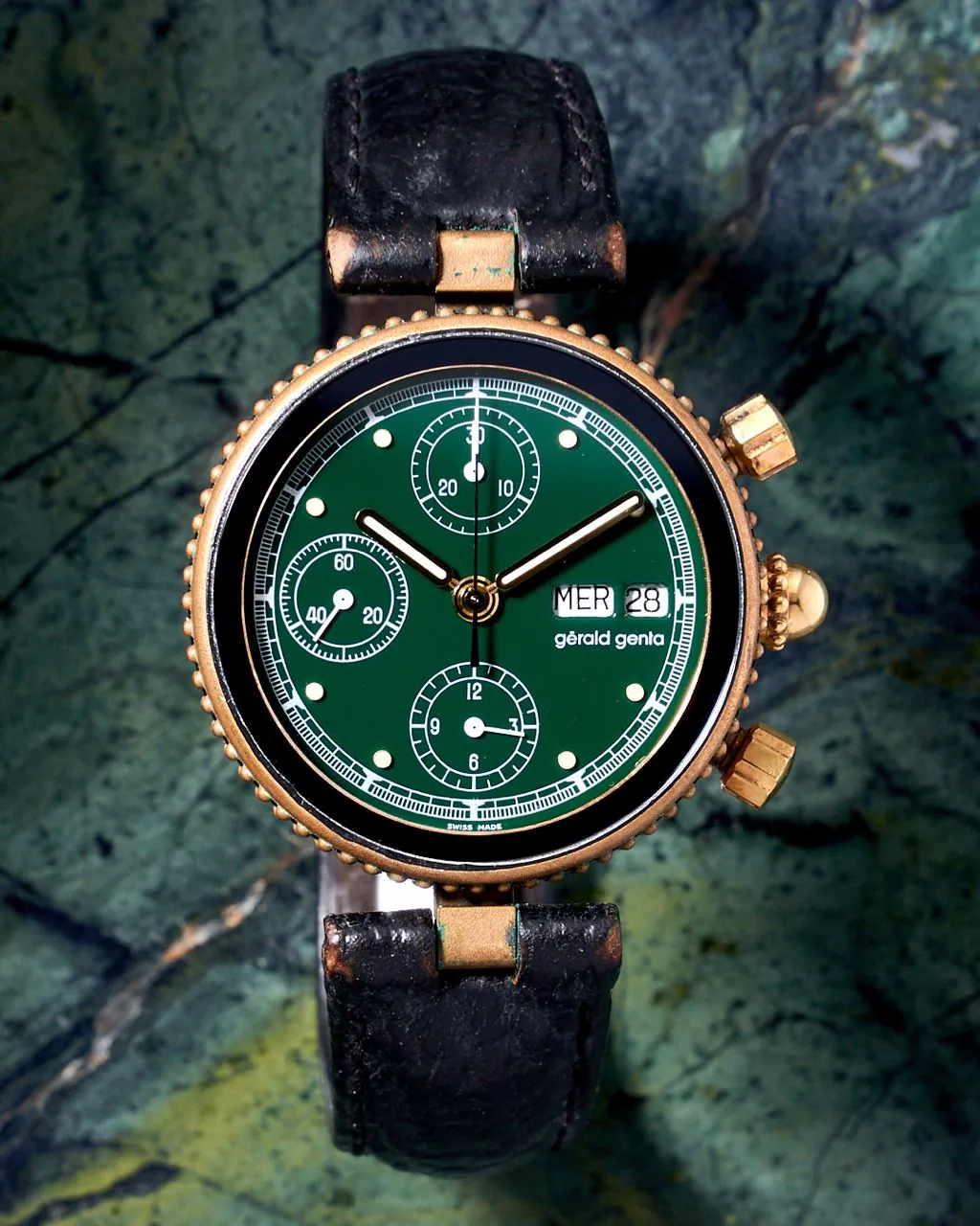 Gerald Genta Gefica Safari Bronze Chronograph Green Dial – 9