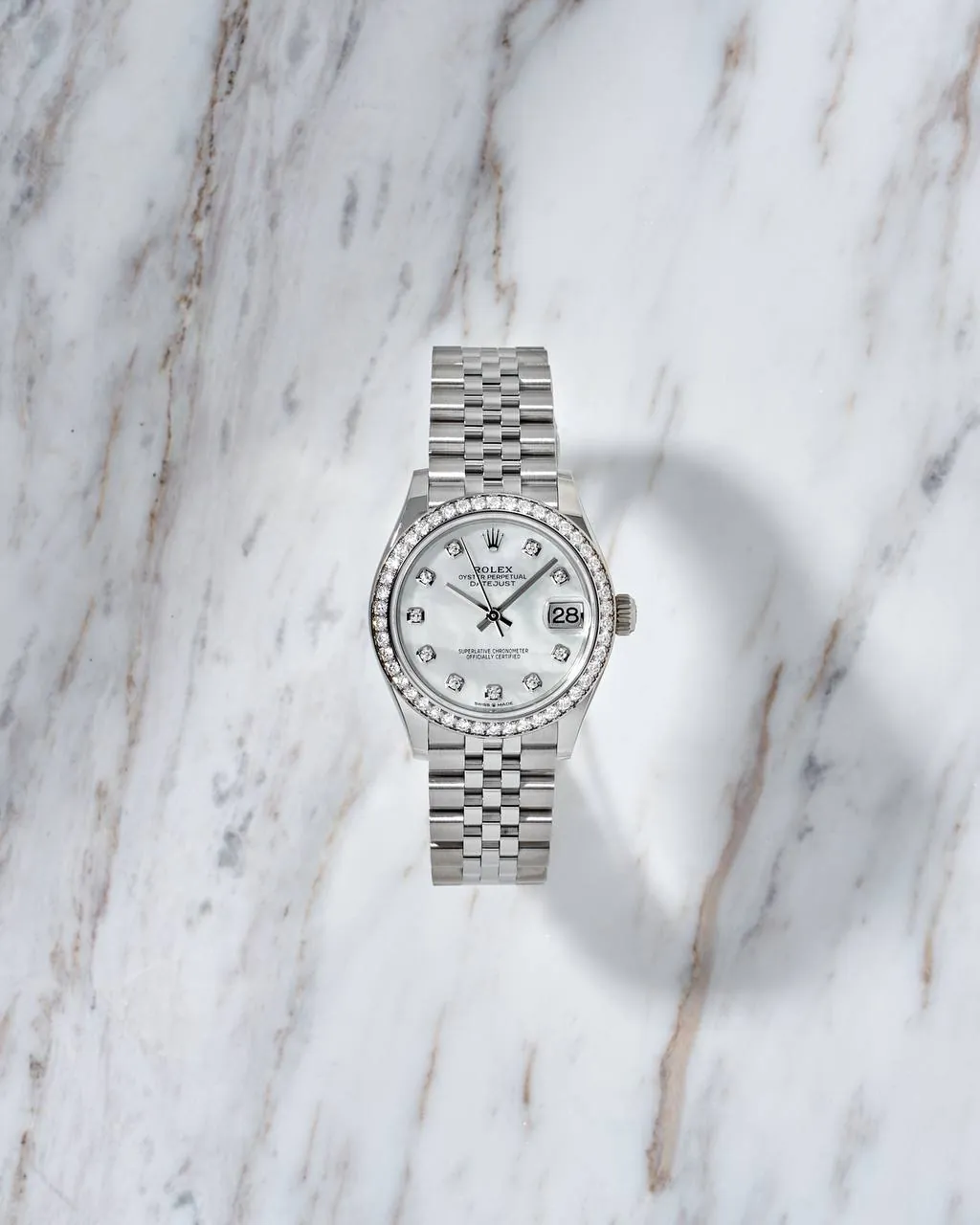 Rolex Datejust 31 Diamond Bezel MOP Diamond Dial NEW 278384RBR