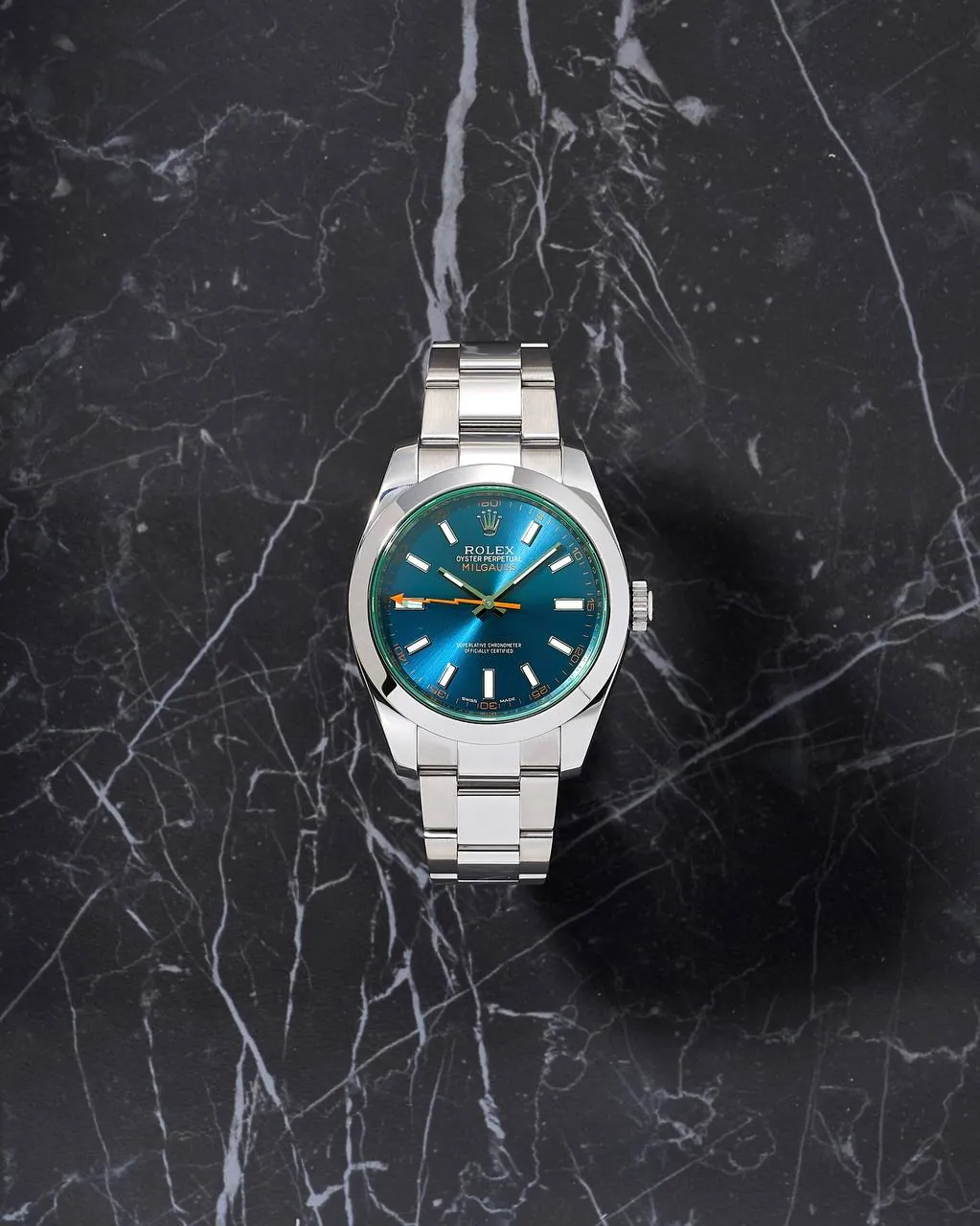 Rolex Milgauss Green Sapphire Blue Dial 116400GV