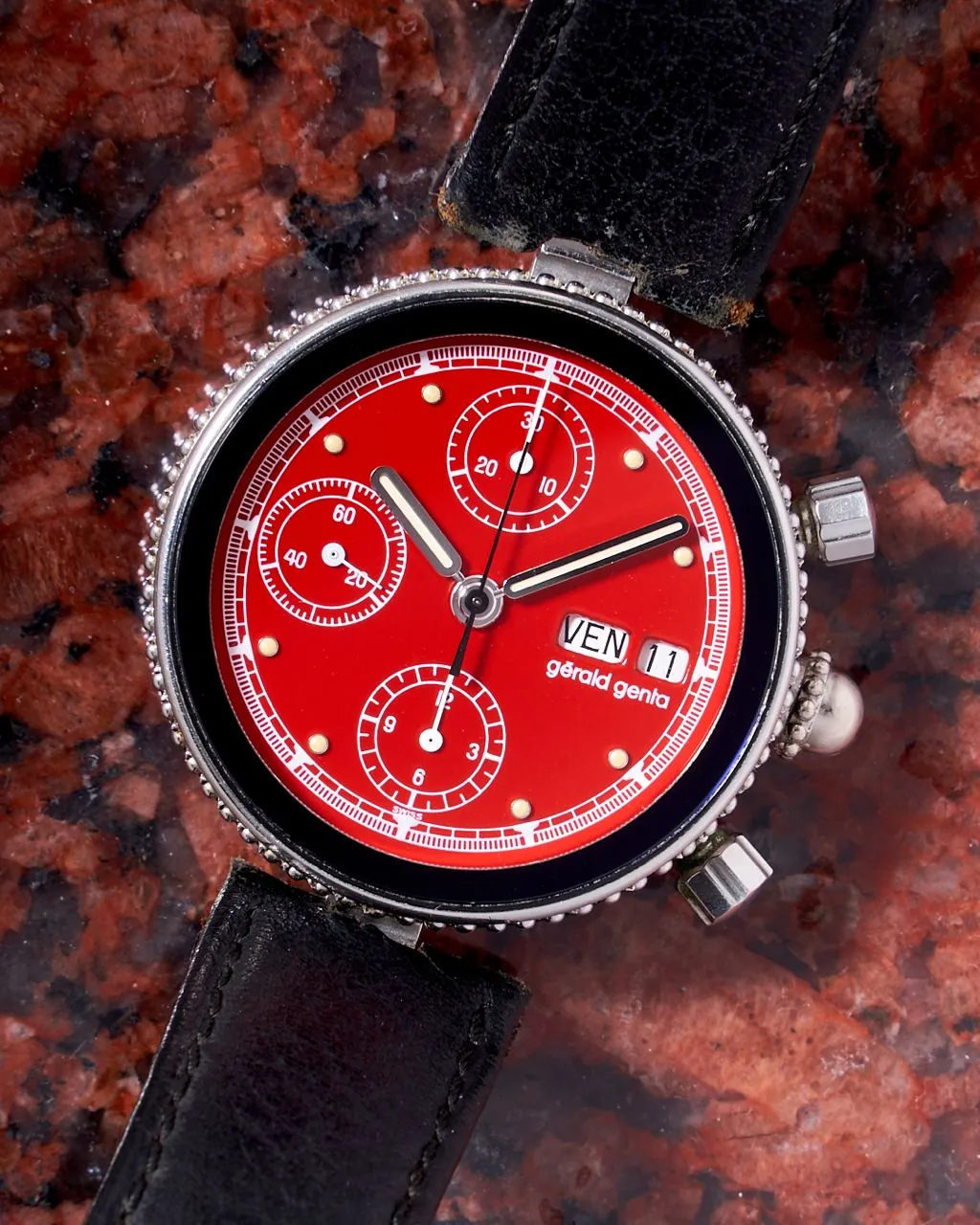 Gerald Genta Gefica Safari Chronograph Red Dial – 3