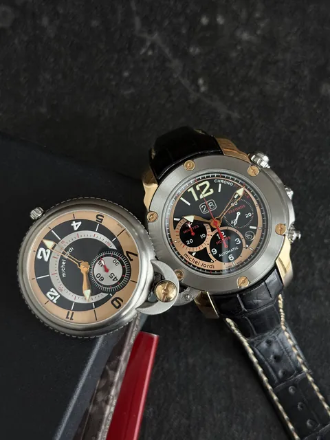 Michel Jordi Twins Chronograph Gold & Titanium NOS