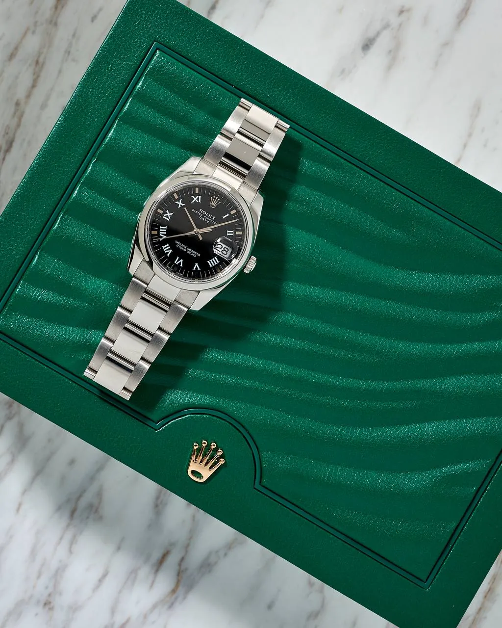 Rolex Oyster Perpetual Date Black Romain Dial 34mm G Series 115200 – 3