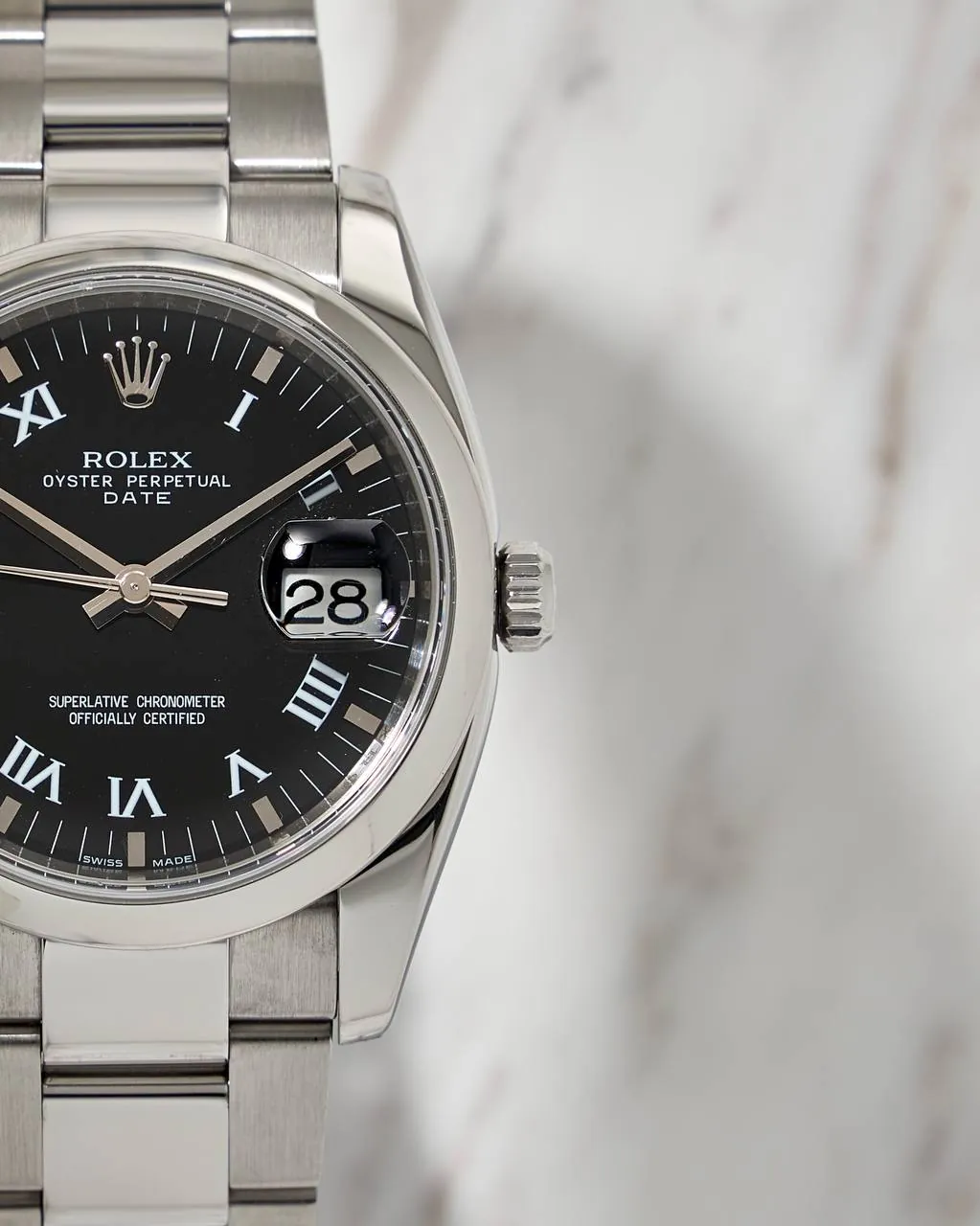 Rolex Oyster Perpetual Date Black Romain Dial 34mm G Series 115200 – 2