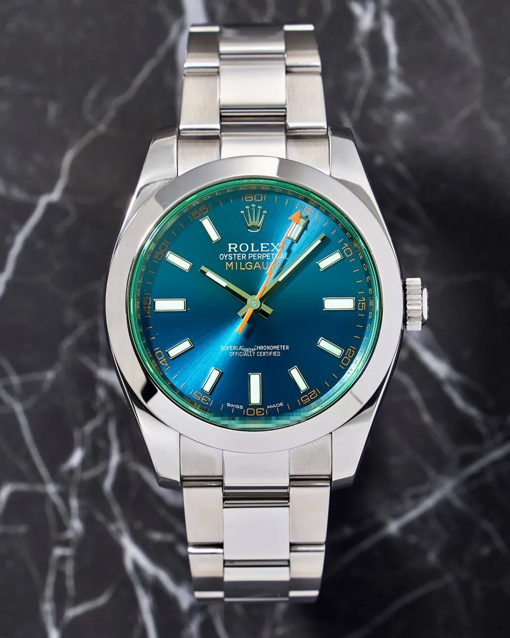 Rolex Milgauss Green Sapphire Blue Dial 116400GV – 12
