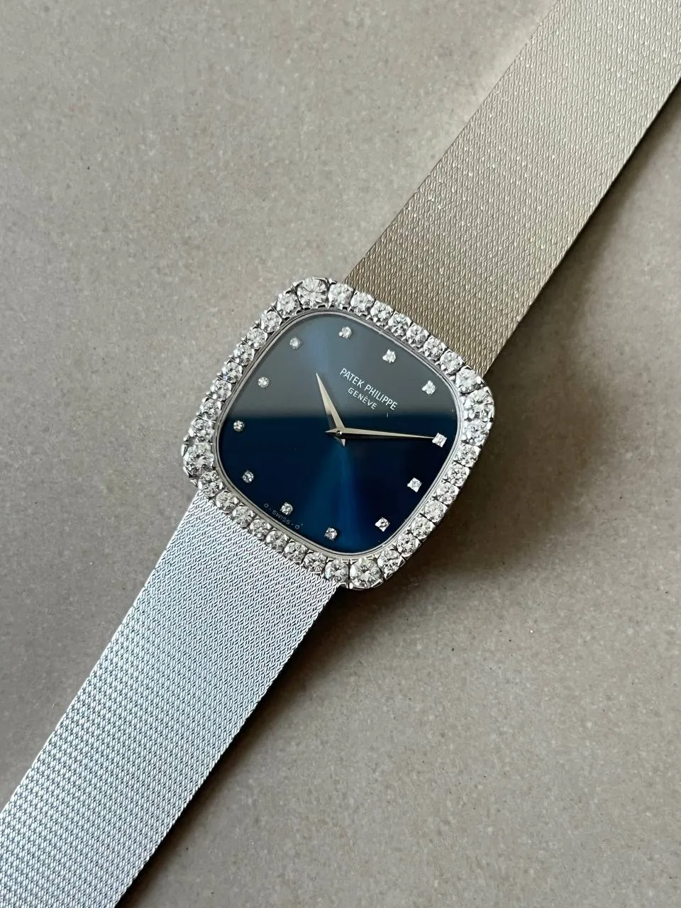 Patek Philippe Golden Ellipse Diamond Set White Gold Blue Dial 3616 – 8