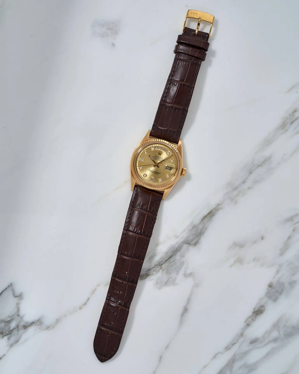 Rolex Day-Date 36mm 18k Gold Champagne Diamond Dial 1803 – 9
