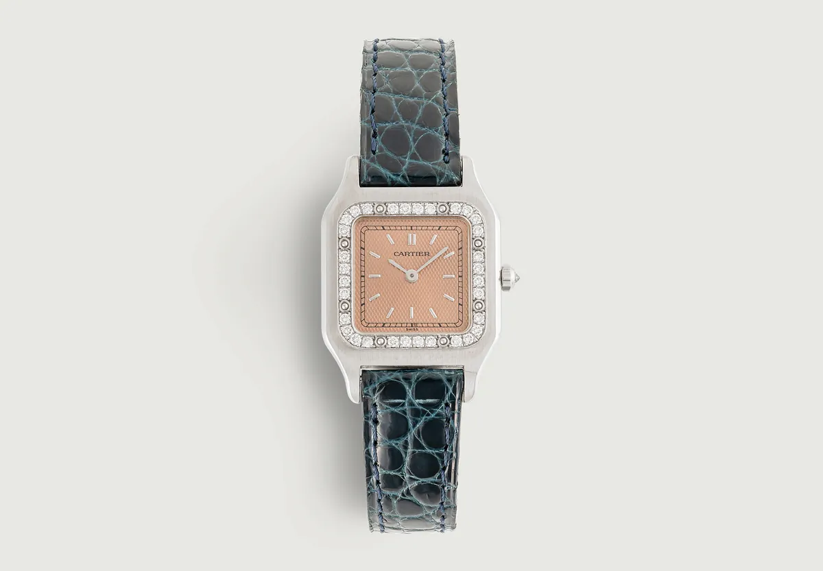 Cartier Paris Santos Dumont Extra Plate White Gold Salmon Dial 2307 LE