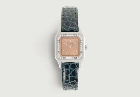 Cartier Paris Santos Dumont Extra Plate White Gold Salmon Dial 2307 LE