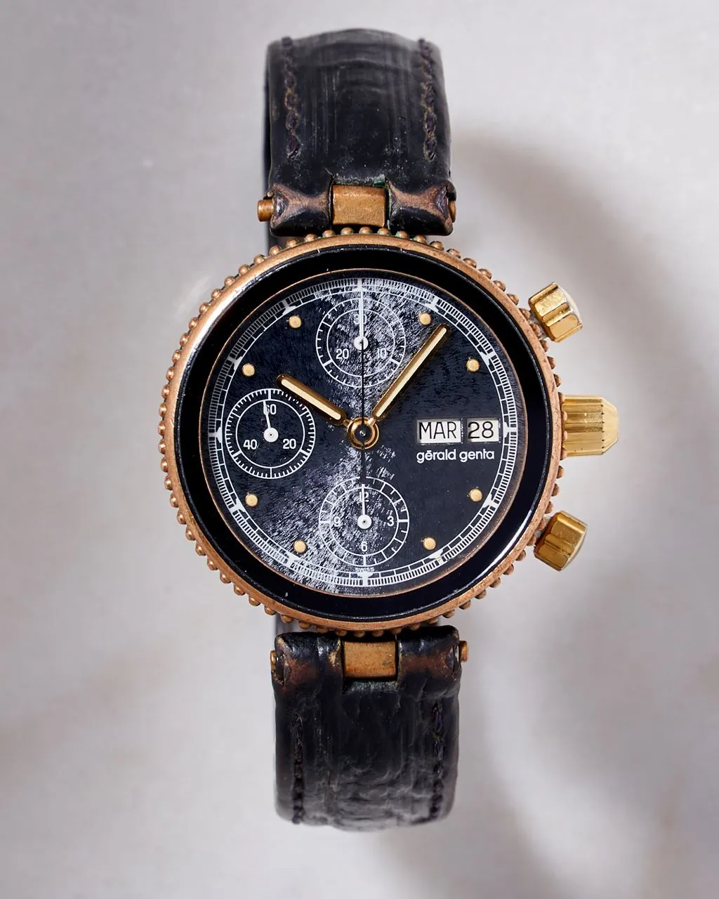Gerald Genta Gefica Safari Bronze Chronograph Black MOP Dial – 9