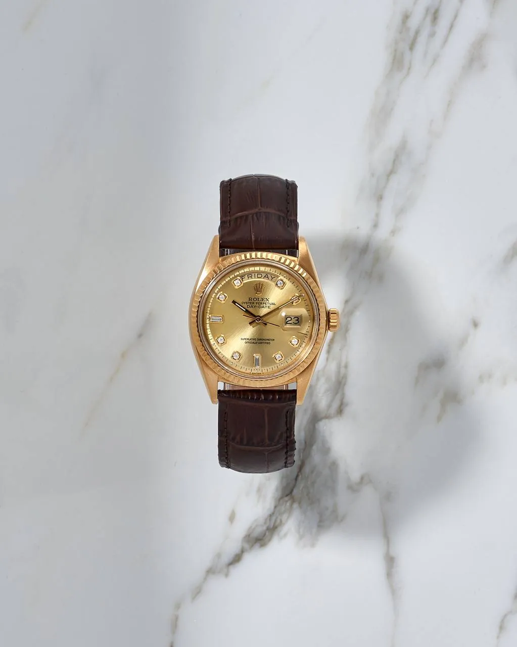 Rolex Day-Date 36mm 18k Gold Champagne Diamond Dial 1803