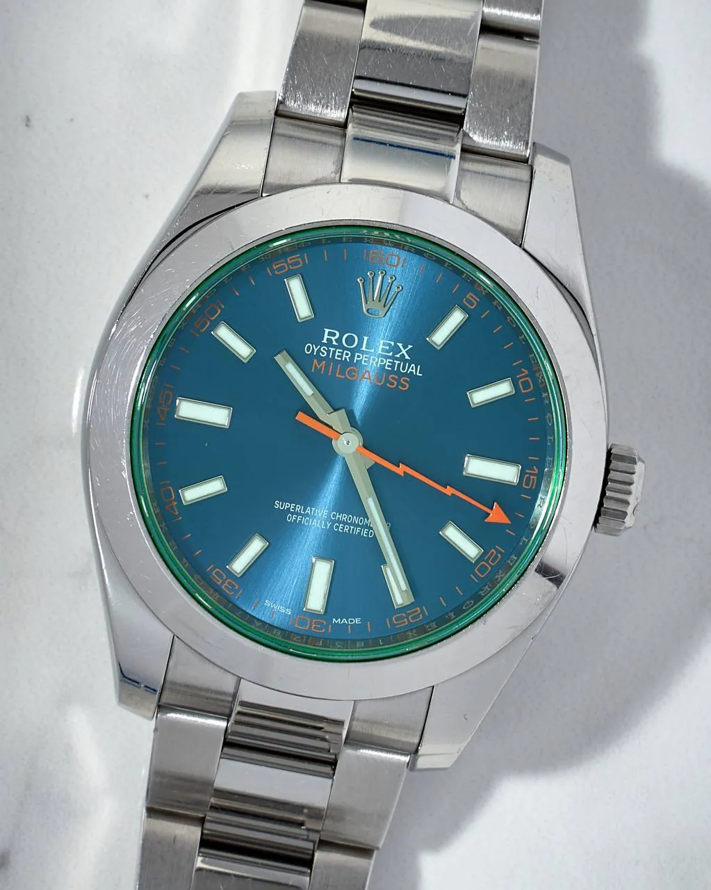 Rolex Milgauss Green Sapphire Blue Dial Random Series 116400GV – 5
